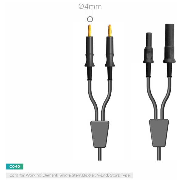 Кабель для рабочего элемента с одним стержнем, биполярный, 45 мм формованный, типа Шторц
