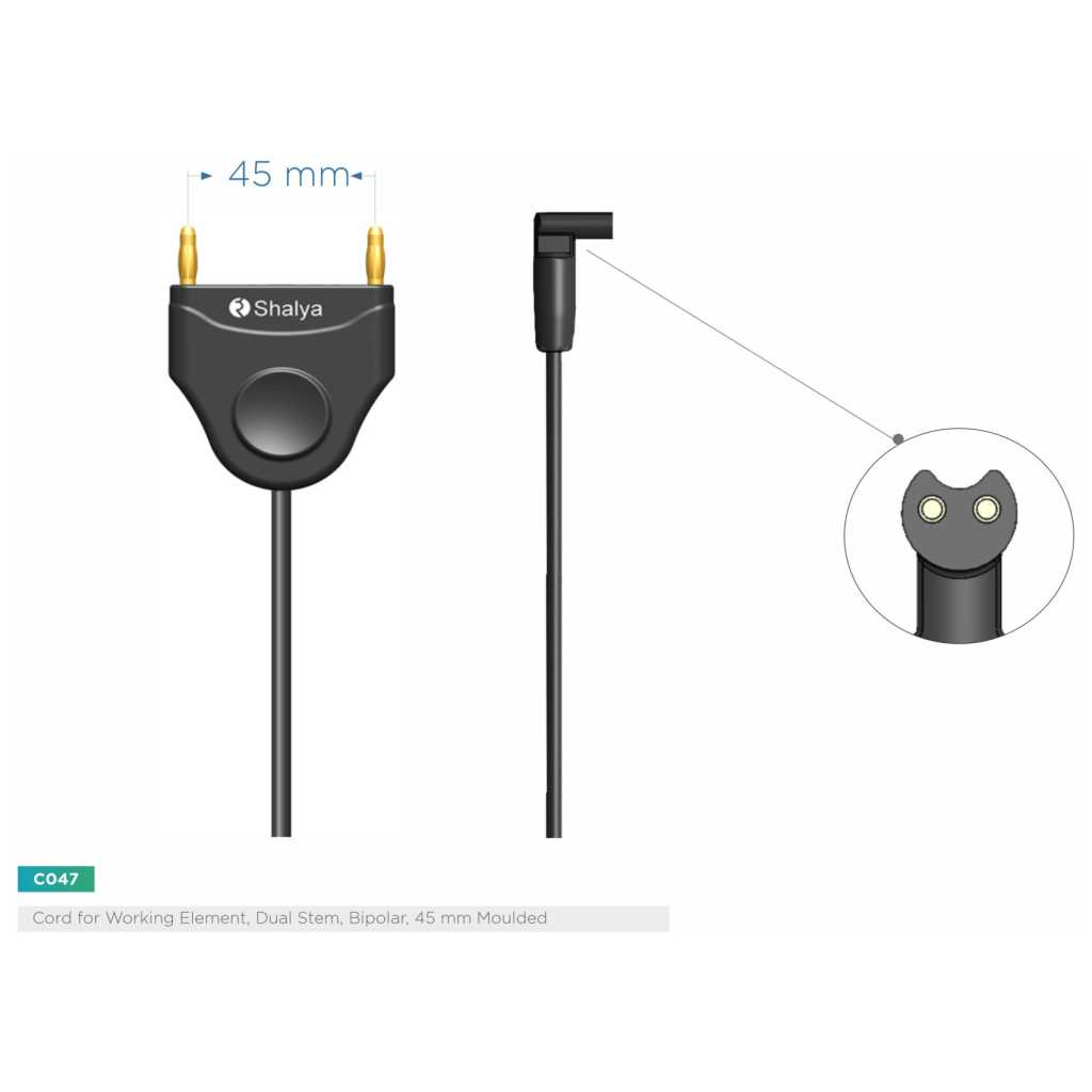 Биполярный кабель рабочего элемента, двухстержневой, 45 мм формованный